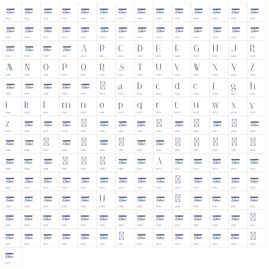 Elleora Flow Demo Character Map