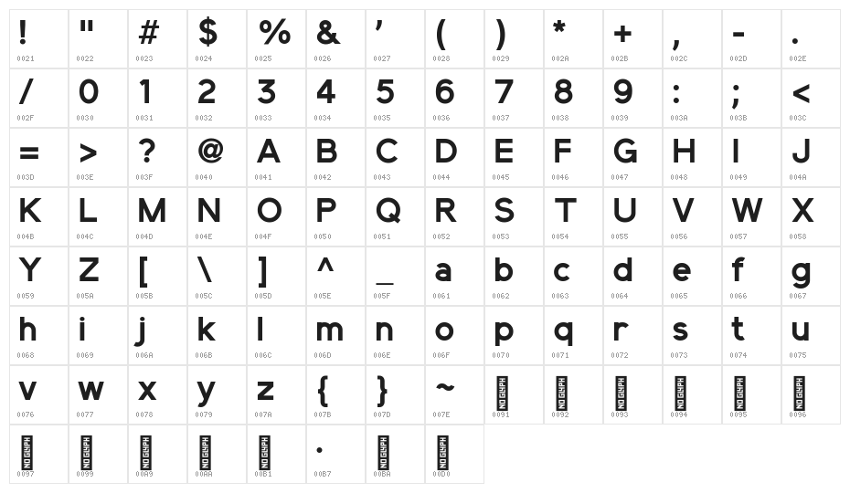 ElliotSans-Bold Character Map