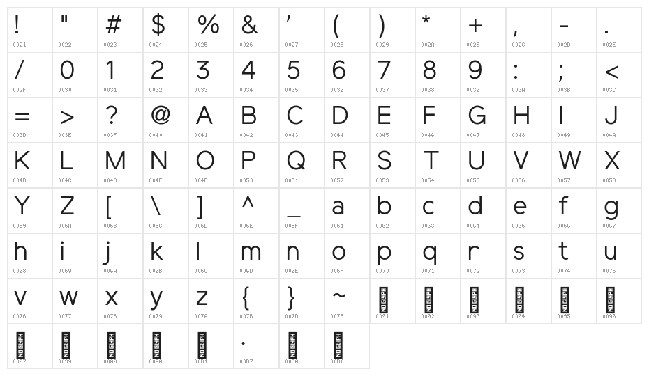 ElliotSans-Regular Character Map