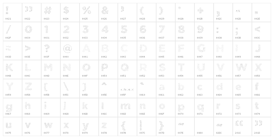 Elmars Hairy Typeface Bold Character Map