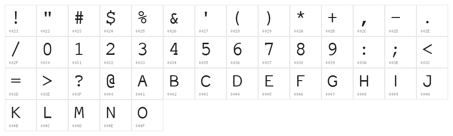 ElroNet Monospace Character Map