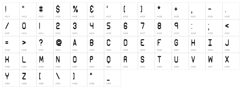 Elsewhere BRK Character Map
