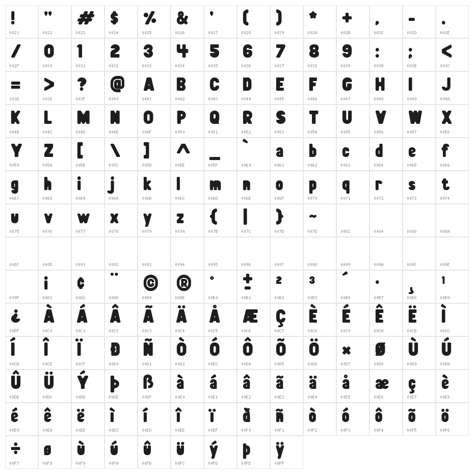 Elsewhere Fill Regular Character Map