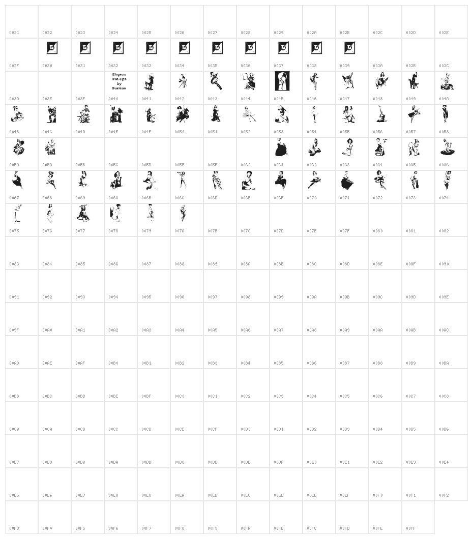 Elvgren Pin-ups Character Map