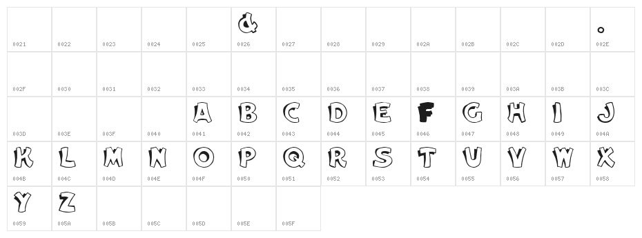 Elwood Regular Character Map