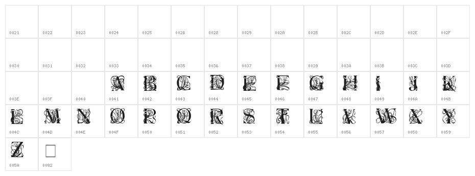 Elzevier Caps Character Map