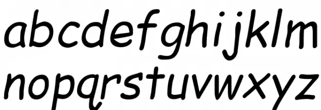 EMcomic-Italic Schriftart Kleinbuchstaben