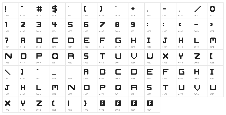 Embark Regular Character Map