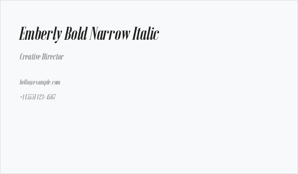 Emberly Bold Narrow Italic Business Card