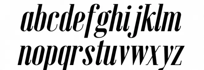 Emberly Bold Narrow Italic Caratteri MINUSCOLO