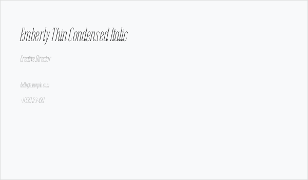 Emberly Thin Condensed Italic Business Card