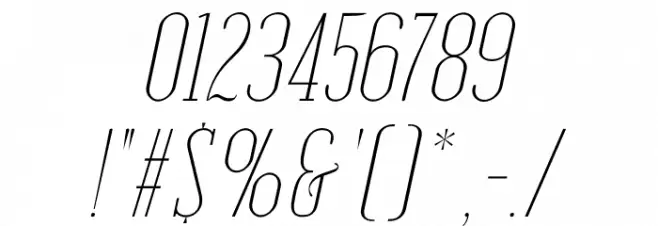 Emberly Thin Italic Font OTHER CHARS