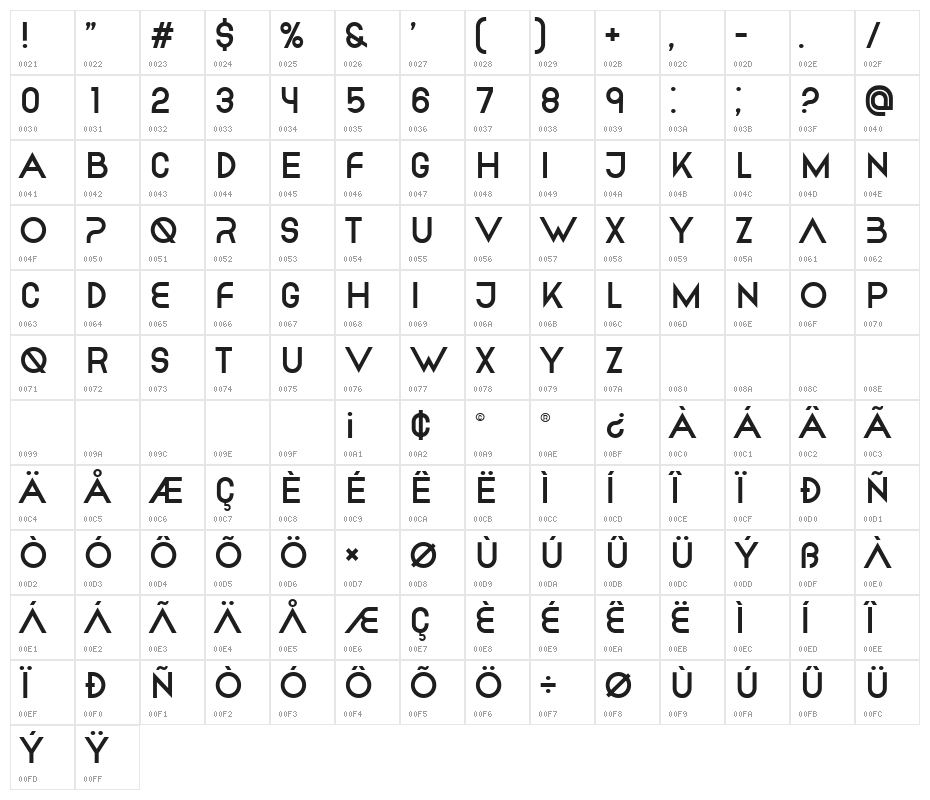 Embodial Regular Character Map