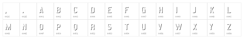 Emboss Statement Regular Character Map