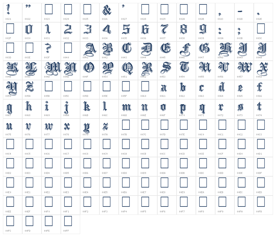 Embossed Black Wide Character Map