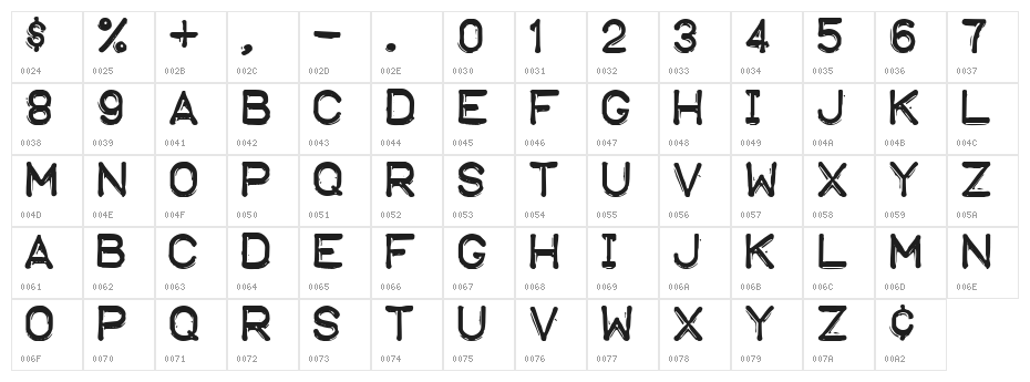 Embossing Tape 1 [BRK] Character Map