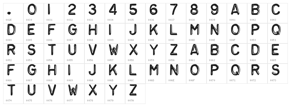 Embossing Tape 3 BRK Character Map