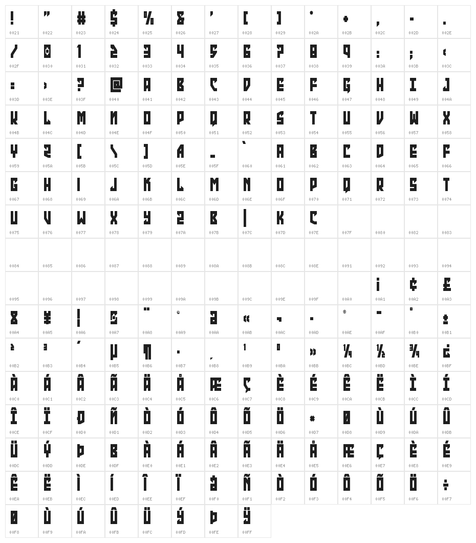 Emerald Beacon Condensed Character Map