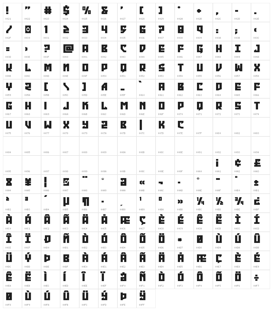 Emerald Beacon Expanded Character Map