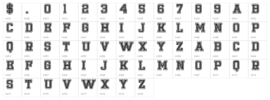 Emilio 20 Character Map