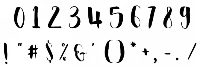 Emily The Brush Demo Regular Font OTHER CHARS