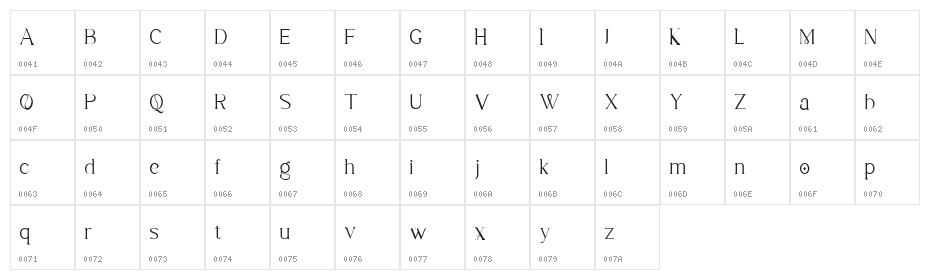 Emilya Rown DEMO Regular Character Map