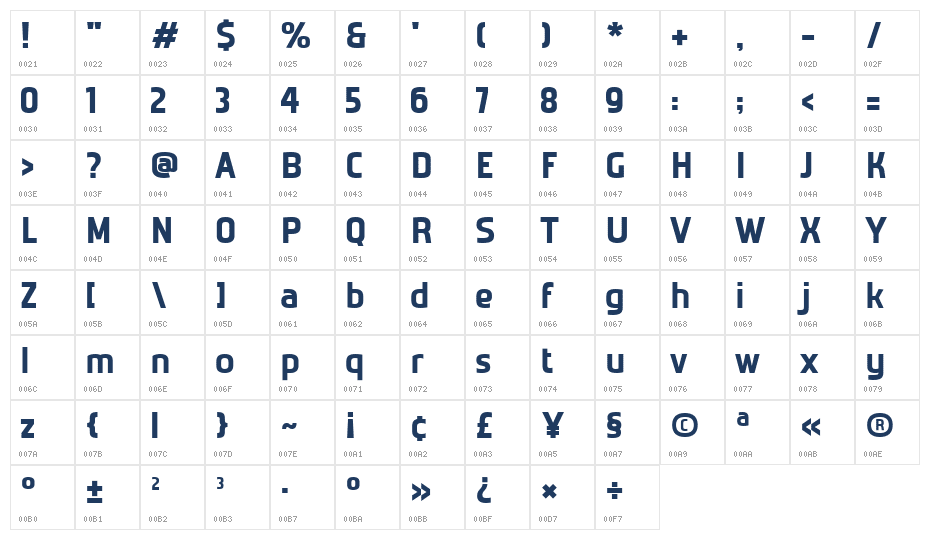 Emirates Essentials Bold Character Map