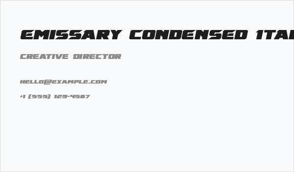 Emissary Condensed Italic Business Card