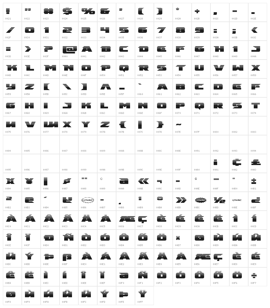 Emissary Halftone Character Map