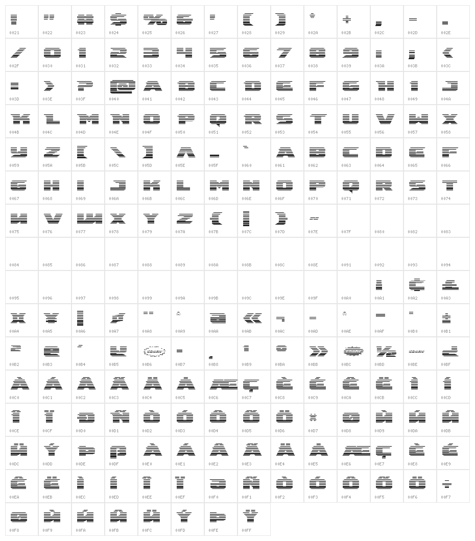 Emissary Scanlines Character Map