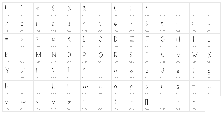 Emma Mannino Regular Character Map