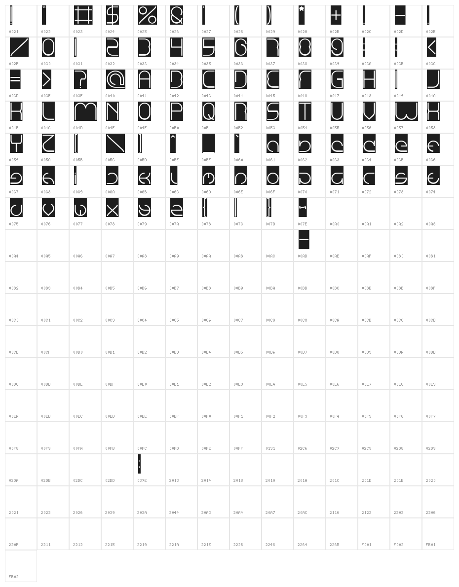 Emmilia-Inverse Character Map