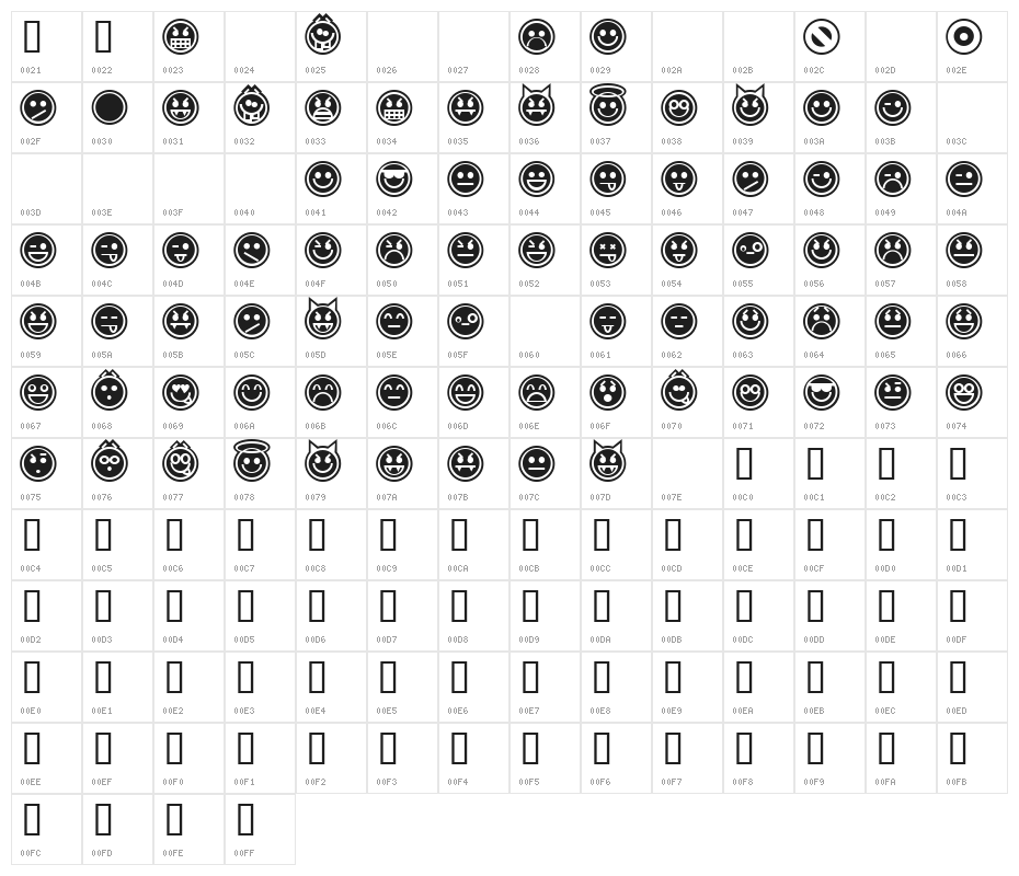 Emoticons Outline Character Map
