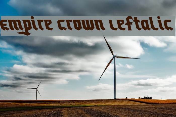 Empire Crown Leftalic Font examples