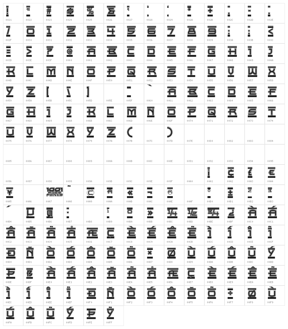 Empire State NF Character Map