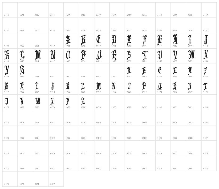 EmrandFREE Character Map