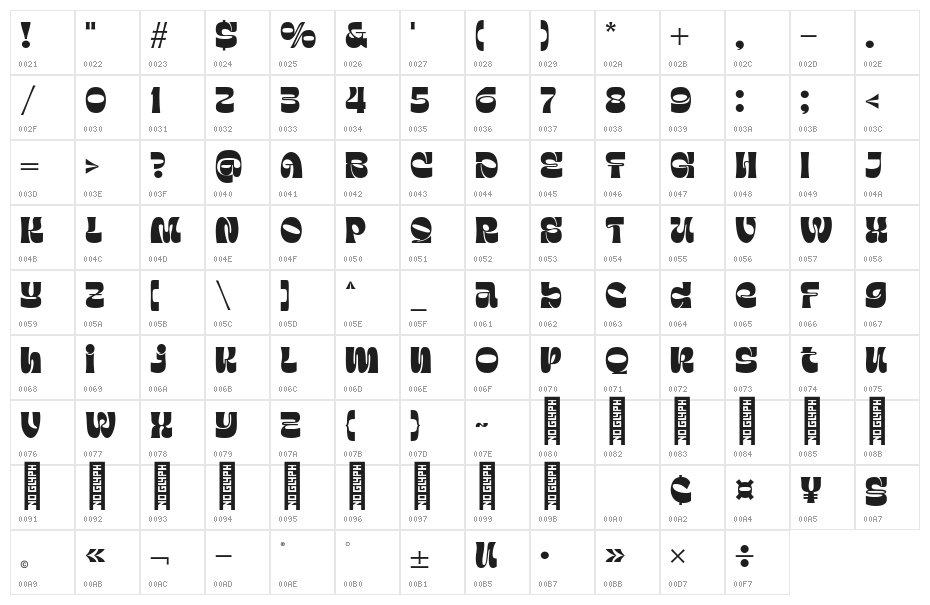 Emynam Crew Regular Character Map