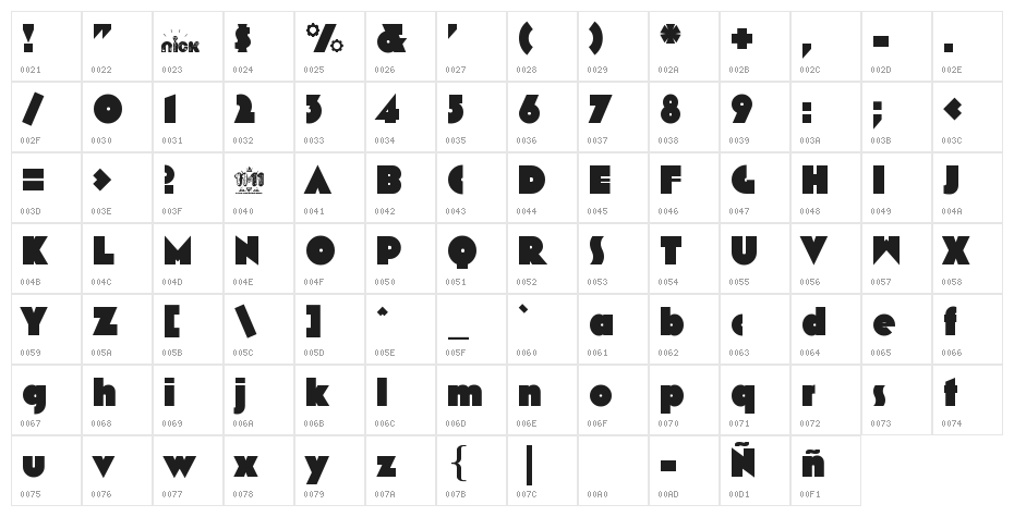 EN MI CUADRA NADA CUADRA Bold Character Map