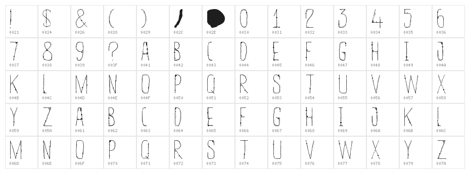 ENTIA Regular Character Map