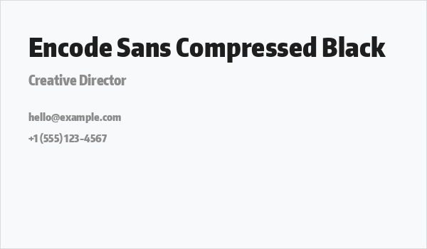 Encode Sans Compressed Black Business Card