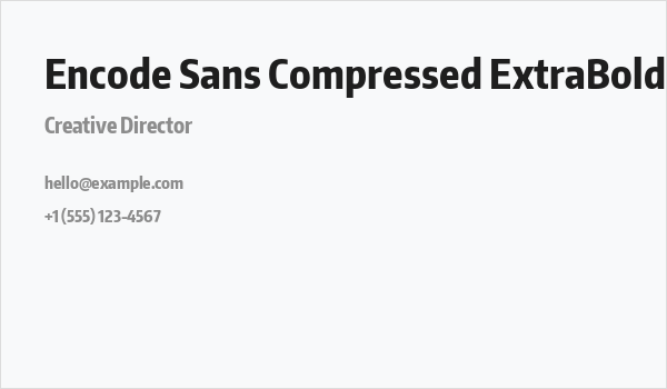 Encode Sans Compressed ExtraBold Business Card
