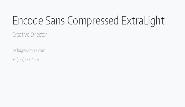 Encode Sans Compressed ExtraLight Business Card