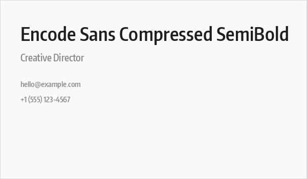 Encode Sans Compressed SemiBold Business Card