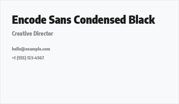 Encode Sans Condensed Black Business Card