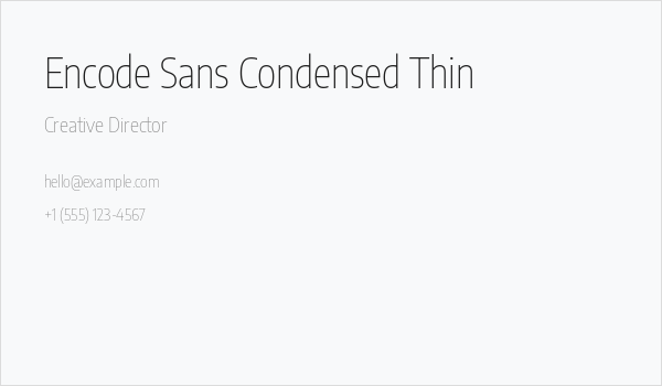 Encode Sans Condensed Thin Business Card
