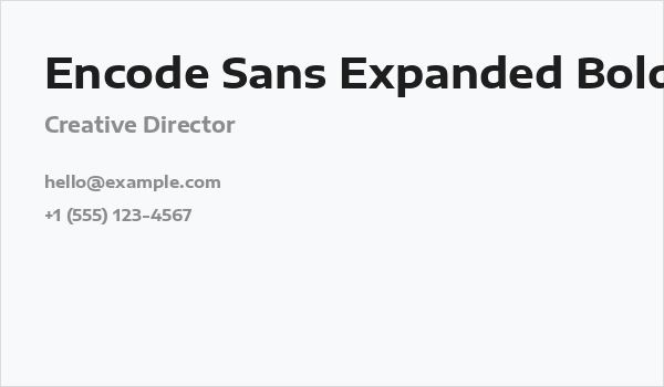 Encode Sans Expanded Bold Business Card