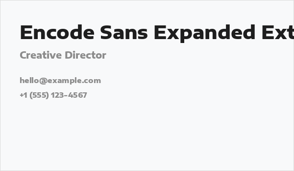 Encode Sans Expanded ExtraBold Business Card
