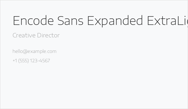 Encode Sans Expanded ExtraLight Business Card