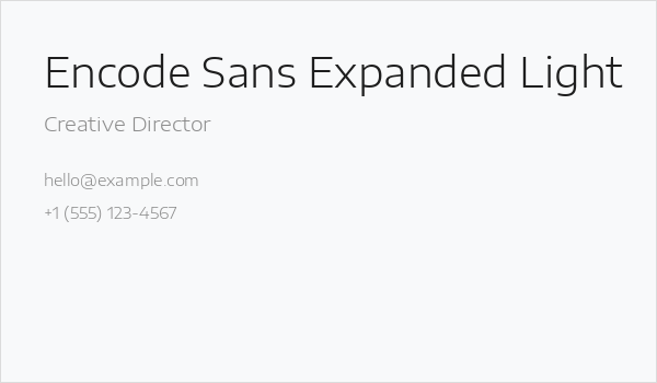 Encode Sans Expanded Light Business Card