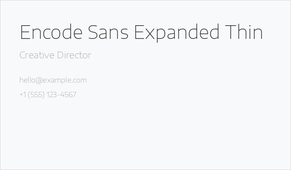 Encode Sans Expanded Thin Business Card